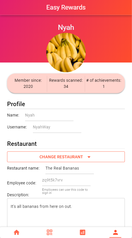 Restaurant profile page